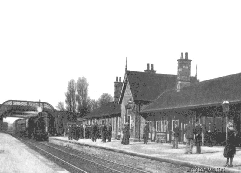 Millom Railway Station about 1905 showing a Furness Railway Company steam locomotive southbound.